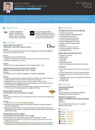 Modèle d’un CV sobre et professionnel