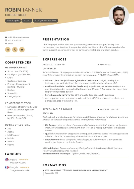 Exemple d'un CV visible sur internet