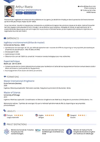 Modèle d’un CV sobre et professionnel