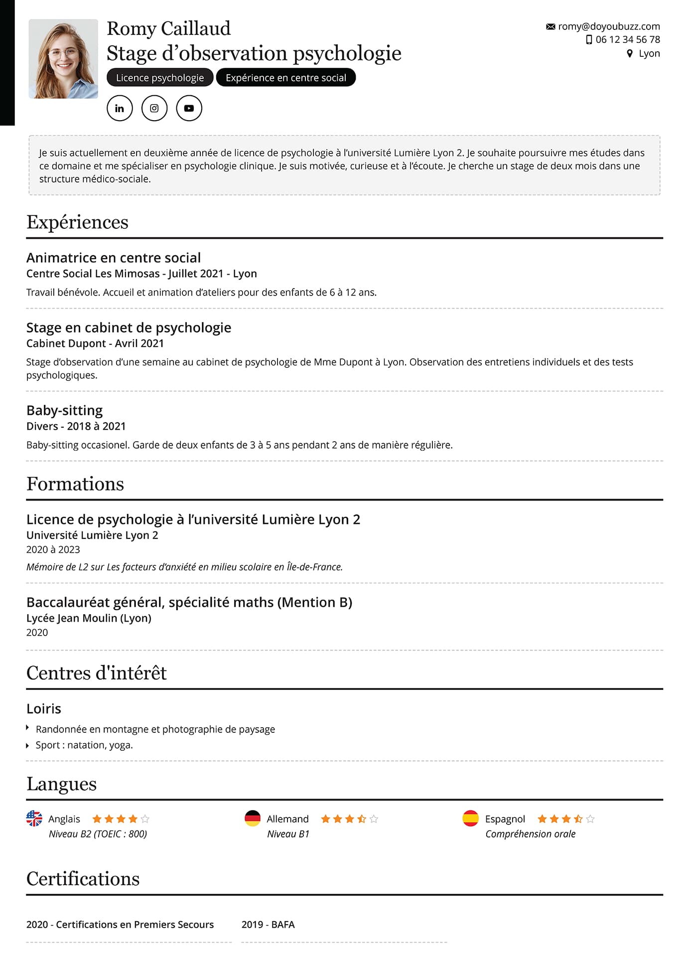 A sober and structured resume template