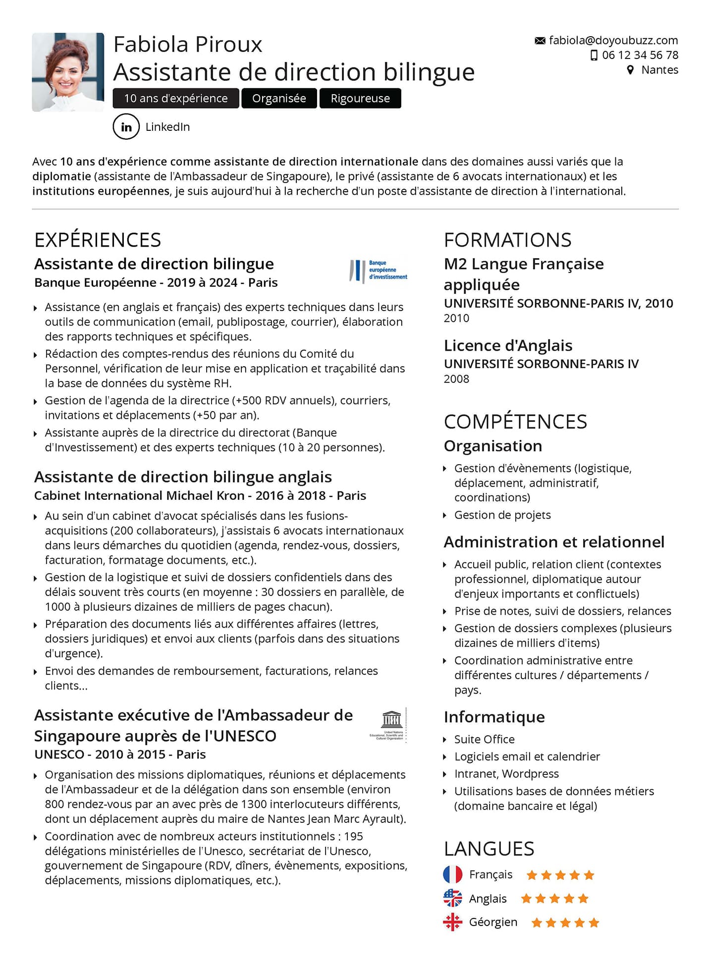 A classic and efficient resume template