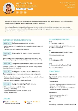 Modèle d'un CV moderne et coloré